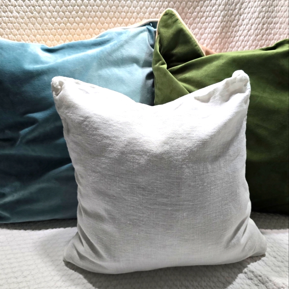 White Linen Throw Pillow Case 16" × 16" Set Of 4